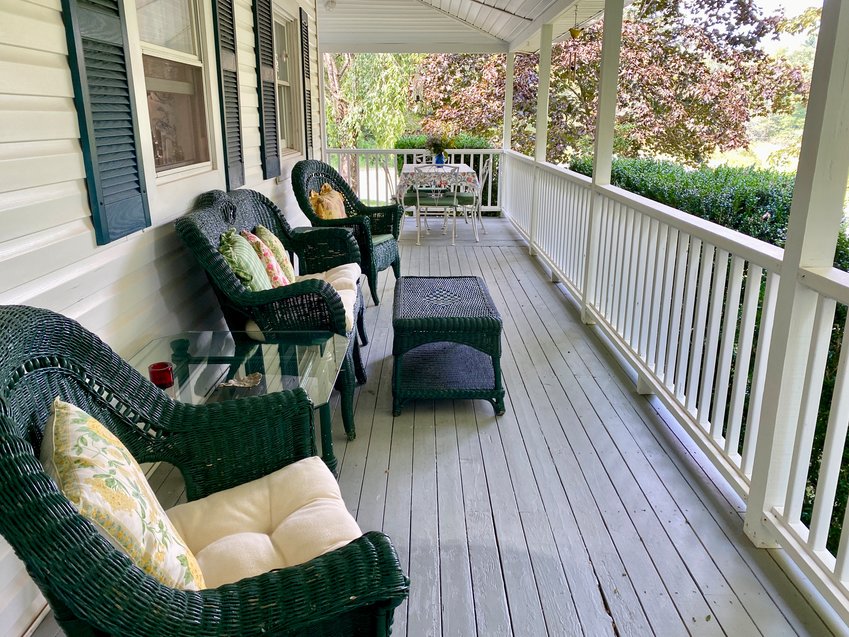 You could spend summer afternoons resting on this porch.